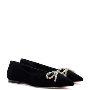 Larroude Lee Flat In Black Velvet (NWT)